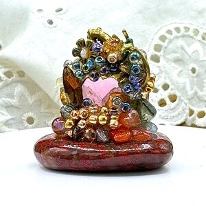 Unique Handmade “Little Rock” Adorned with seed beads.